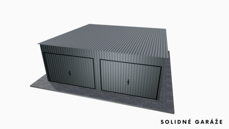 Plechová garáž BTX 6x6 m so spádom dozadu / Výklopná brána
