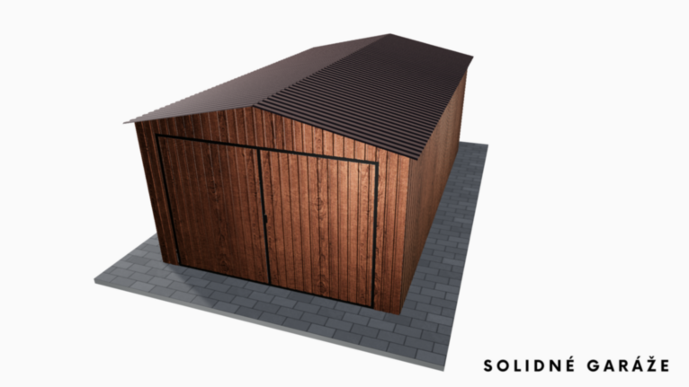 Plechová garáž v imitácii dreva 3.5x6 m so sedlovou strechou