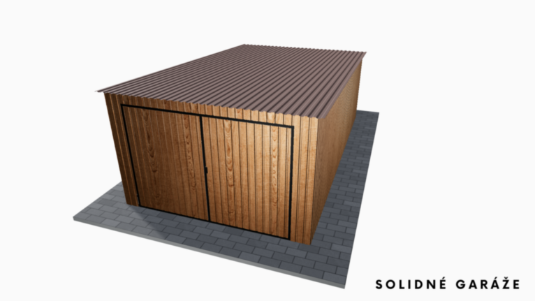 Plechová garáž v imitácii dreva 3.5x6 m so spádom dozadu