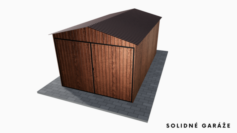 Plechová garáž v imitácii dreva 3x5 m so sedlovou strechou