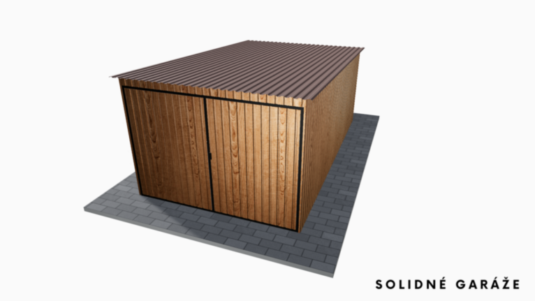 Plechová garáž v imitácii dreva 3x5 m so spádom dozadu