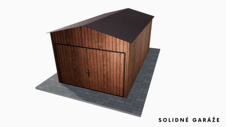 Plechová garáž v imitácii dreva 3x6 m so sedlovou strechou