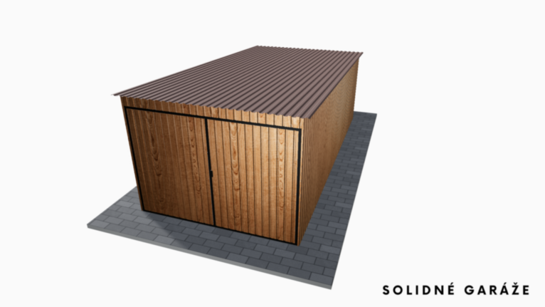 Plechová garáž v imitácii dreva 3x6 m so spádom dozadu