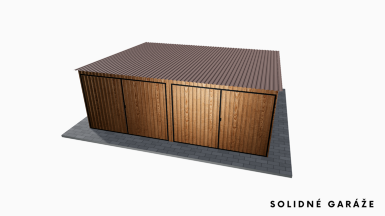 Plechová garáž v imitácii dreva 6x5 m so spádom dozadu