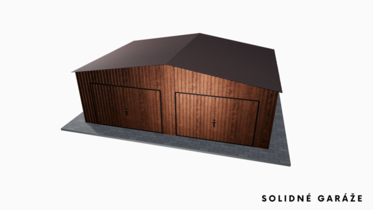 Plechová garáž v imitácii dreva 7x6 m so sedlovou strechou