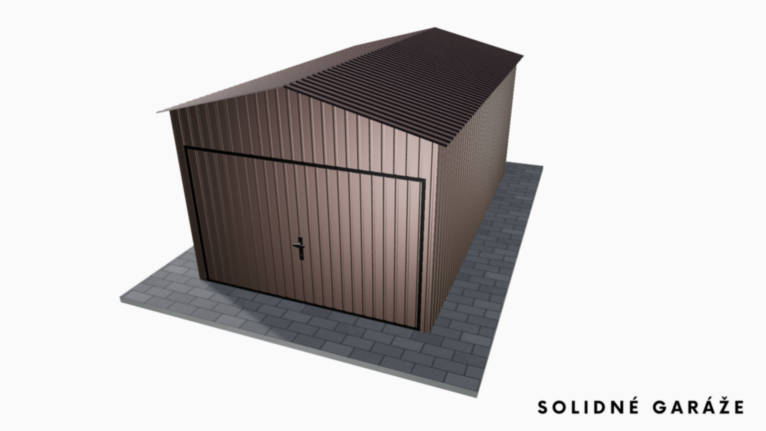 Plechová garáž RAL 3x5 m so sedlovou strechou / Výklopná brána