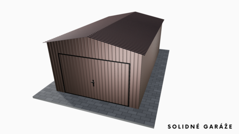 Plechová garáž RAL 3x6 m so sedlovou strechou / Výklopná brána
