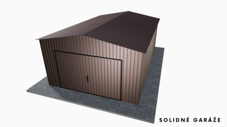 Plechová garáž RAL 4x6 m so sedlovou strechou / Výklopná brána