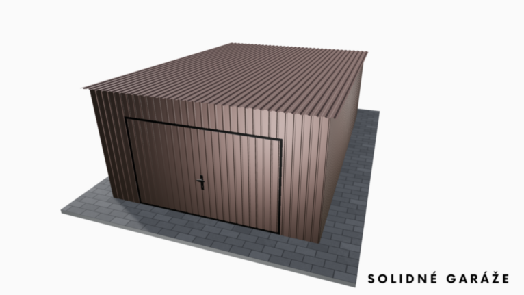 Plechová garáž RAL 4x6 m so spádom dozadu / Výklopná brána