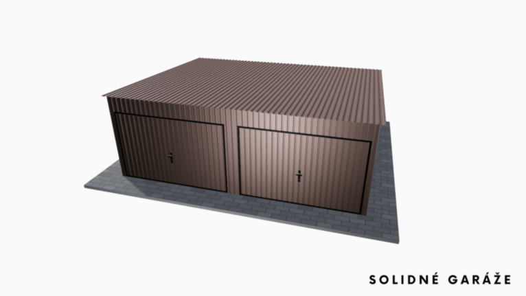Plechová garáž RAL 6x5 m so spádom dozadu / Výklopná brána