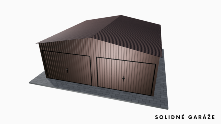 Plechová garáž RAL 6x6 m so sedlovou strechou / Výklopná brána