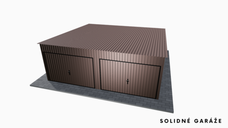 Plechová garáž RAL 6x6 m so spádom dozadu / Výklopná brána