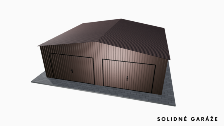 Plechová garáž RAL 7x6 m so sedlovou strechou / Výklopná brána
