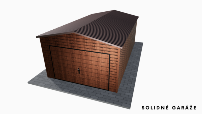 Garáž Premium v imitácii dreva 3.5x6 m – so sedlovou strechou