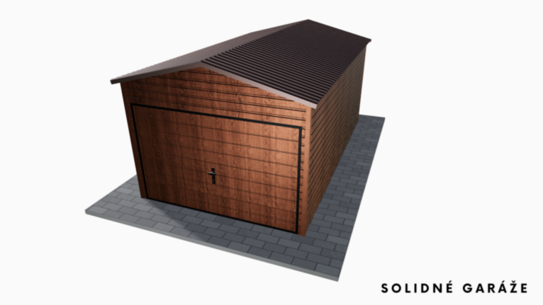 Garáž Premium v imitácii dreva 3x5 m – so sedlovou strechou