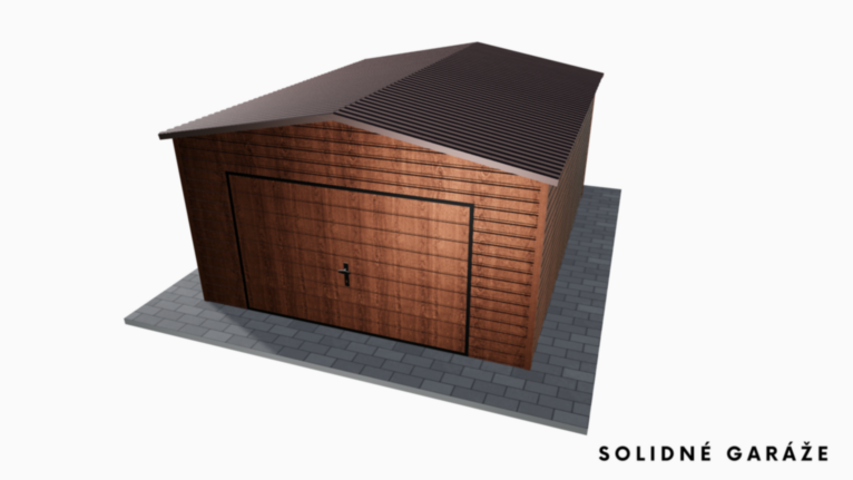 Garáž Premium v imitácii dreva 4x5 m – so sedlovou strechou