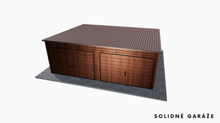 Garáž Premium v imitácii dreva 6x5 m – so spádom dozadu