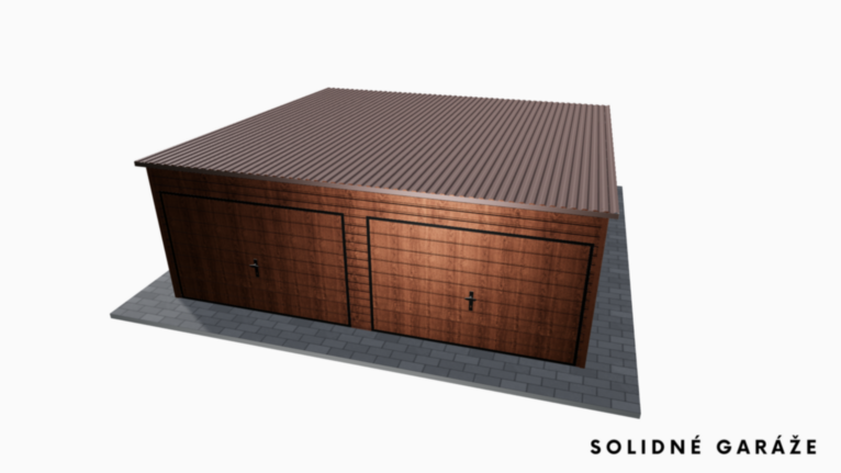 Garáž Premium v imitácii dreva 6x6 m – so spádom dozadu