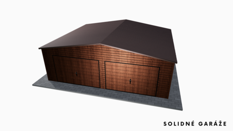 Garáž Premium v imitácii dreva 7x5 m – so sedlovou strechou