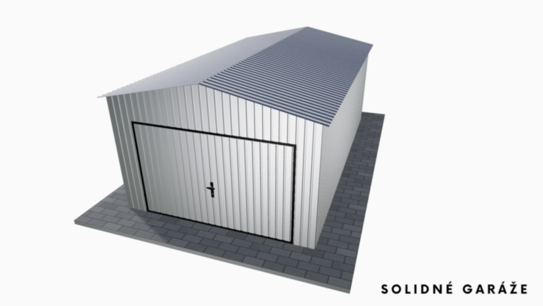 Pozinkovaná garáž 3.5x6 m sedlovou strechou / Výklopná brána