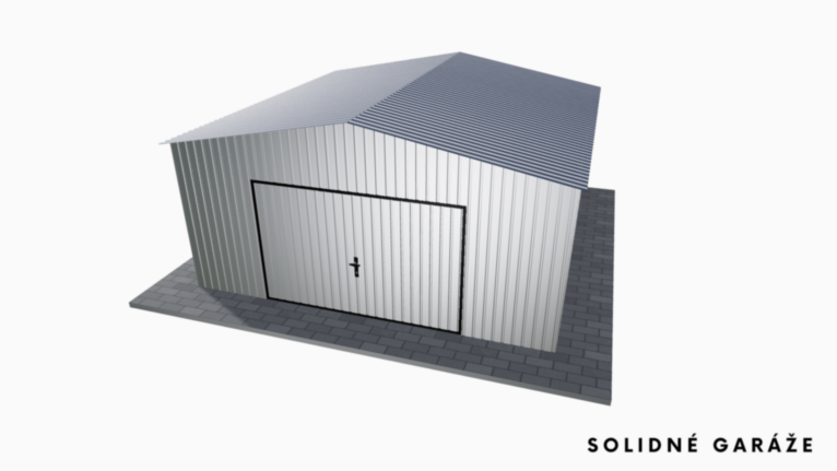 Pozinkovaná garáž 5x5 m sedlovou strechou / Výklopná brána