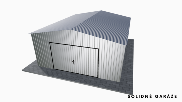 Pozinkovaná garáž 5x6 m sedlovou strechou / Výklopná brána