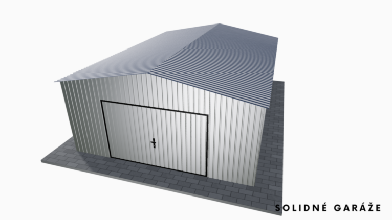 Pozinkovaná garáž 5x7 m sedlovou strechou / Výklopná brána