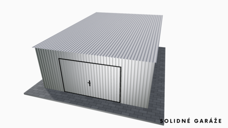 Pozinkovaná garáž 5x7 m so spádom dopredu / Výklopná brána