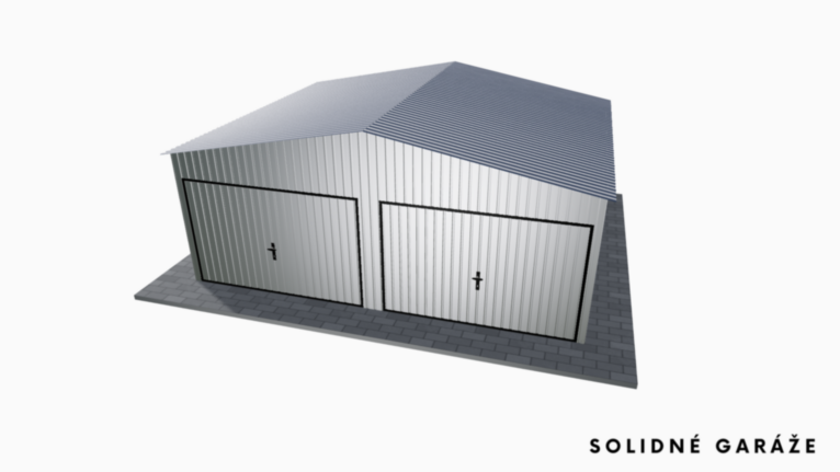 Pozinkovaná garáž 6x5 m sedlovou strechou / Výklopná brána