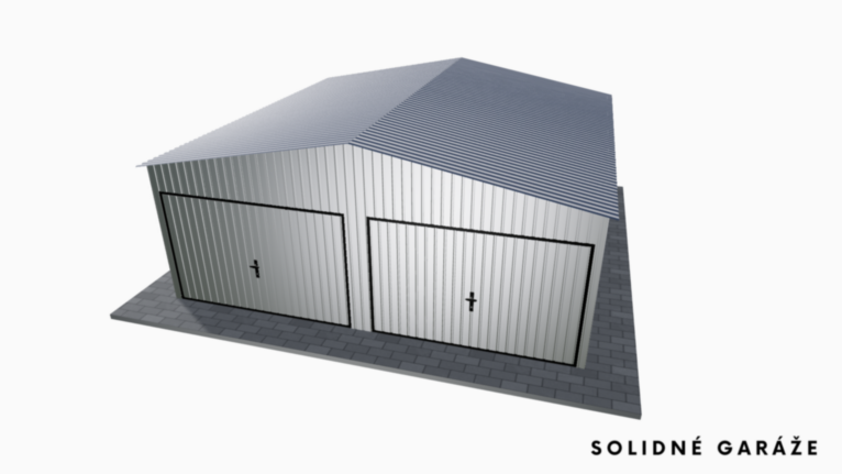 Pozinkovaná garáž 6x6 m sedlovou strechou / Výklopná brána