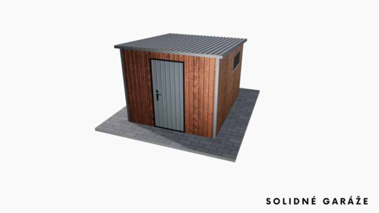 Záhradný domček Imitácia dreva 2.5x3 m so spádom dozadu