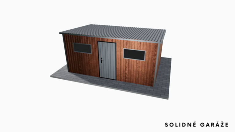 Záhradný domček Imitácia dreva 4.5x3 m so spádom dozadu