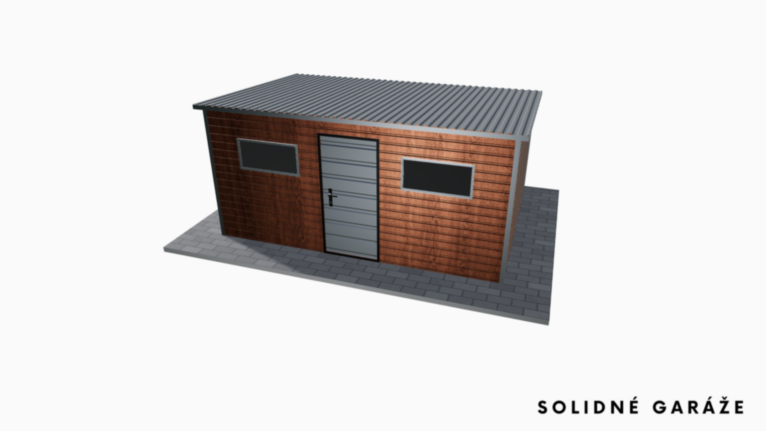Záhradný domček PREMIUM Imitácia dreva 4.5x3 m so spádom dozadu